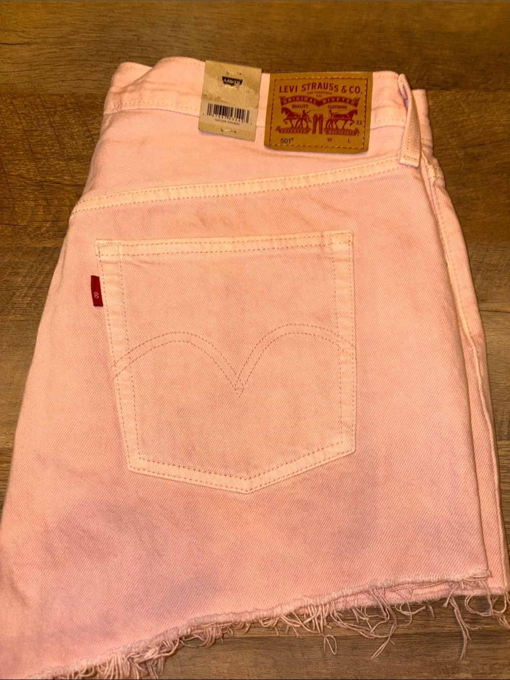 Levi's Light Pink Denim 501 Shorts